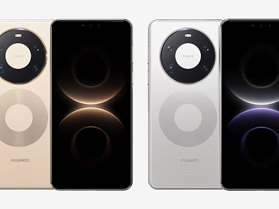 Huawei Smartphones In Gold And Silver With Circular Camera Module And Front 3d model