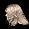 Human Head Model With Blonde Long Curly Hair And Facial Features On Black Background