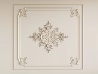 French Gypsum Carved Ceiling Light Plate Corner Angle Flower Gypsum Components 3d model
