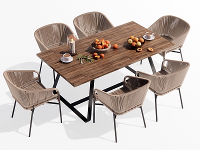 Modern Outdoor Table and Chair Leisure Table and Chair Dining Table and Chair Outdoor Dining Table Leisure Chair Outdoor Chair Rattan Leisure Chair model