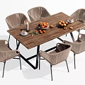 Modern Outdoor Table With Wooden Tabletop Metal Frame Wicker Chairs Fruits And Cups