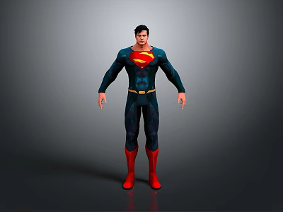 Superman Character In Blue Suit With Red Boots Yellow Belt And S Symbol 3d model
