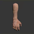 Detailed Human Arm And Hand 3D Render With Skin Texture On Dark Background And Reflection