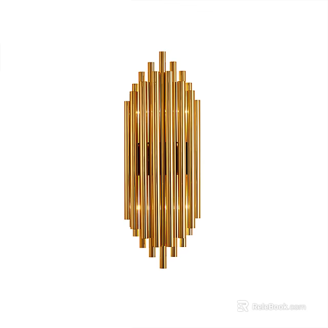 Modern Gold Wall Light With Vertical Strips Design For Elegant Home Decor 3d model 