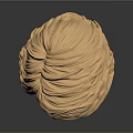 3D Character Creature Head Model With Orange Hairstyle And Sculpted Details