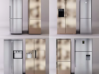 Modern Refrigerators and Freezers with Stainless Steel Finish and Multi Door Design 3d model