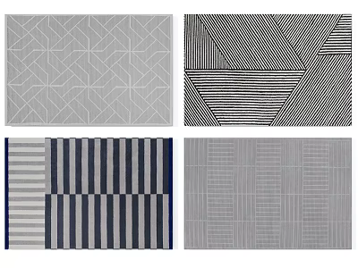 Square Rugs With Geometric Patterns And Striped Designs For Modern Home Decor 3d model