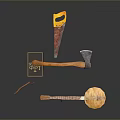 Vintage Banjo Axe Bible And Wooden Stick Equipment Collection
