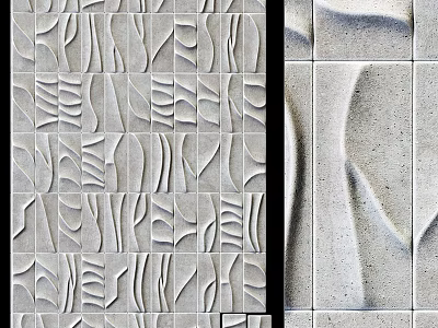 Light Colored Textured Wall Tiles With Decorative Patterns For Interior Design 3d model