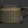 Handcrafted Ceramic Mug With Striped Design Brown Yellow Tones And Handle
