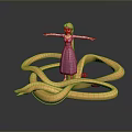 Animated Movie Character Rapunzel With Long Golden Hair In Pink Dress And Outstretched Arms