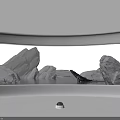 Projection Monitoring Device Viewing Arctic Ice Landscape Through Curved Window With Whale And Starry Sky