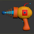 Colorful Toy Gun With Yellow Orange Blue Red Spiral Structure And Antenna