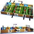Classic Foosball Table Design With Colorful Red Yellow Players Wooden Handles And Goal Posts