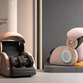 Modern Designer Massage Chairs With Pink Black White And Blue Light Rings