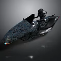 Modern Sporty Jet Ski With Dark Blue Pattern LED Lights And Rider On Board