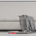 Modern Green and Beige Sofa Bench with Plaid Blanket and Sleek Design