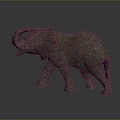 Stone Elephant Sculpture With Textured Surface Standing Pose On Dark Reflective Base 3d model