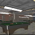 Modern Billiard Room Interior With Billiard Tables Ceiling Design Lighting And Bar Counter