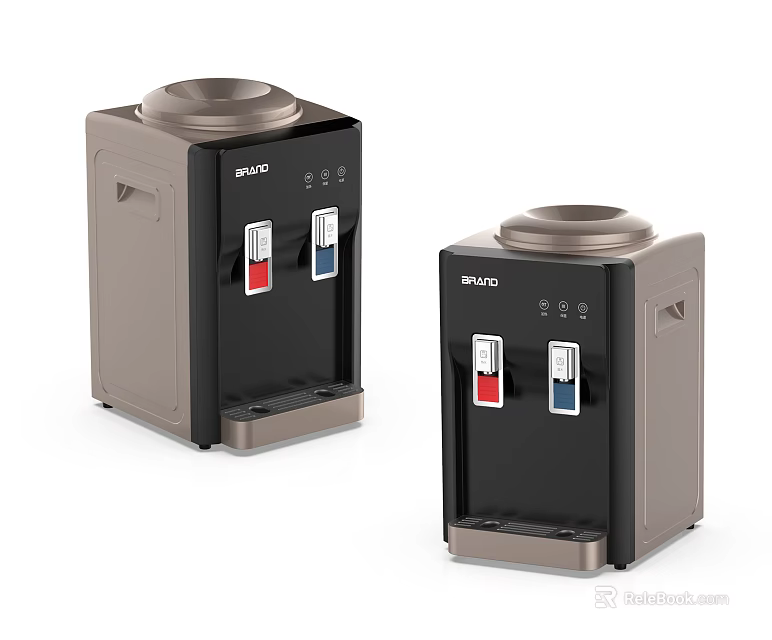 MIVO Desktop Water Dispensers With Red And Blue Buttons Black Brown Design For Home Office 3d model 