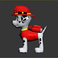 Cute Dalmatian Toy With Red Firefighter Hat Yellow Collar And Backpack 3d model