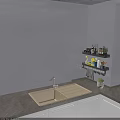 Organized Kitchen Spice Bottles Storage On Wall Mounted Shelves With Herbs