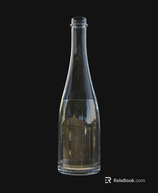 Transparent Ceramic Vessel With Slender Body And Wide Bottom Isolated On Black Background 3d model 