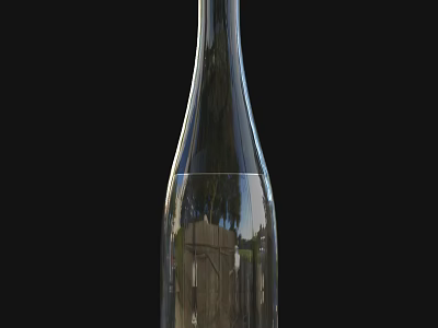 Transparent Ceramic Vessel With Slender Body And Wide Bottom Isolated On Black Background 3d model