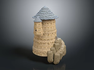 Tower Shaped Stone Decorative Furniture With Multi Layer Structure And Stacked Design 3d model