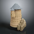 Tower Shaped Stone Decorative Furniture With Multi Layer Structure And Stacked Design