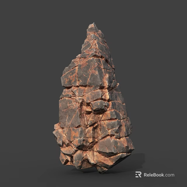 Rough Textured Wood Stone With Irregular Cracked Surface And Dark Brown Black Layers 3d model 