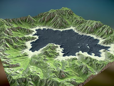 Green Mountain Lake Garden Landscape Design With Lush Vegetation And Scenic Views 3d model
