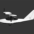 White Small Single Engine Airplane With Propeller And Large Wings On Dark Reflective Background 3d model