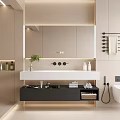Modern Bathroom Vanity With LED Mirror Storage Shelf And Towel Racks