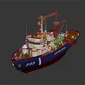 Blue White Red Rescue Boat 353 With Crane And Rescue Equipment