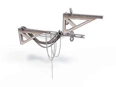 Metal Mechanical Equipment With Structural Brackets Wheels And Connecting Cables 3d model