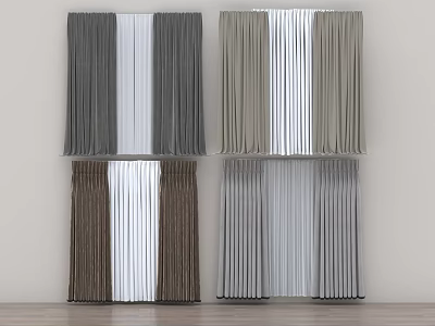 Luxury Fabric Curtain Collection With Layered Design And Assorted Color Options 3d model