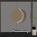 Elegant Circular Moon Texture Mirror Wall Hanging For Modern Interior Decor