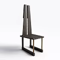 Modern Wooden Leisure Chair With Tall Slatted Back And Metal Legs Structure Design