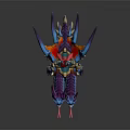 Red Haired Rider Riding Blue Purple Dragon With Spiked Wings And Horns