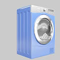 Blue Front Loading Washing Machine With Silver Control Panel And Round Door 3d model
