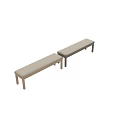Modern Wooden Bench With Upholstered Seat In Light And Dark Wood Tones