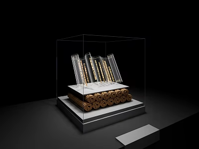 Cultural Art Exhibition Hall Showcasing Glass Display Case With Ancient Artifacts 3d model