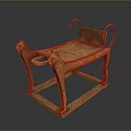 Vintage Brass Stool With Feline Legs Curved Armrests And Square Base