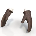 Soft Brown Leather Gloves Comfortable Warm For Daily Household Use Essentials 3d model