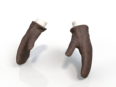 Soft Brown Leather Gloves Comfortable Warm For Daily Household Use Essentials 3d model