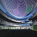 Shopping Mall Atrium With Domed Glass Ceiling Multi Level Shops And Circular Floor Design