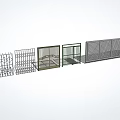 Building Exterior Wall With Various Fence Styles And Lattice Design Panels