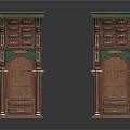 Traditional Style Wooden Cabinets With Brown Green Finish Drawers And Shelves