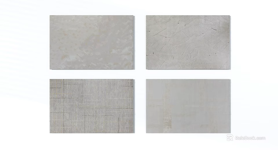 Square Rugs With Various Textured Patterns In Light Neutral Tones 3d model